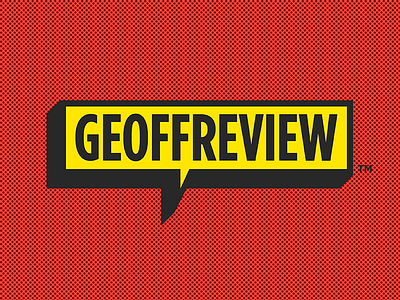 Geoffreview blog comic comic book display enclosure halftone logo logotype review web