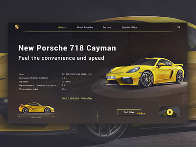 Concept with New Porsche 718 Cayman design mainpage ui web webdesign website