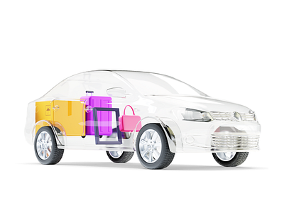 Delivery service b3d blender city citymobil delivery illustration luggage taxi