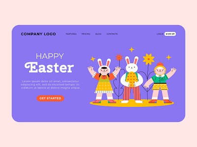 Landing page with Easter illustration for Freepik