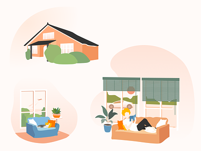 Windows Republic. Illustrations. character colorful dog embacy figma house illustration vector illustrator website window