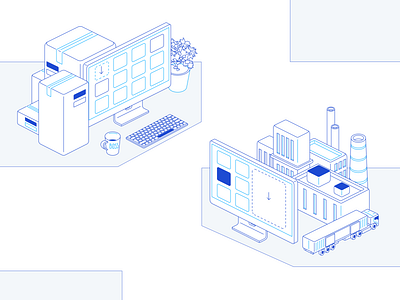 VTB. Illustrations. Website Design. box clean embacy factory illustration truck vector web