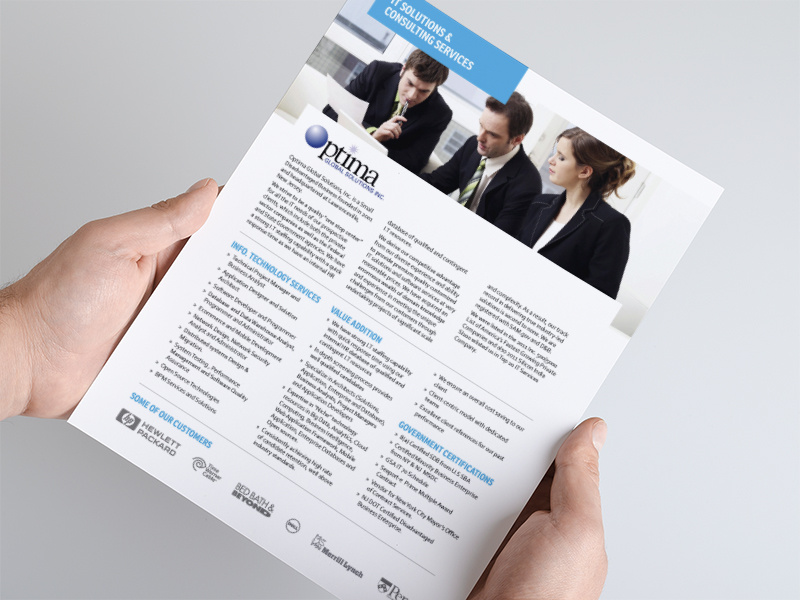 Optima Corporate Brochure corporate brochure corporate brochure layout one page