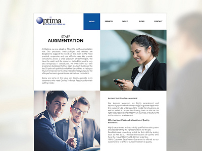 Optima Services Page corporate redesign template web