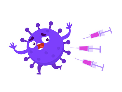 Oh, no! (absolutely yes!) cartoon character character design concept art coronavirus covid19 flat illustration syringe ultraviolet vaccination vaccine vector win winning