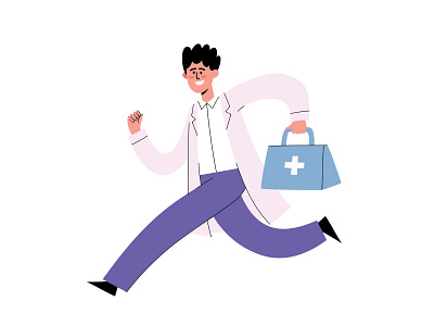 The doctor to the rescue character concept concept art covid19 doctor flat help illustration man medical medicine vector