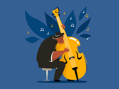 Just music! bass cartoon character concept art flat illustration music musician vector web website