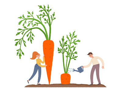 Be healthy carrot cartoon character concept art flat health illustration man people photoshop cc tiny people vegetable woman
