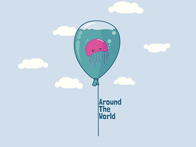 Around the world balloon design ik illustraion illustration art jellyfish