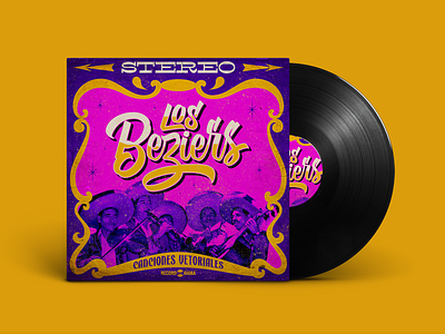 Los Beziers Album Cover album cover art band brushpen cover design guitar lettering logo love mariachi mexico music psychedelic retro romantic singer typography vector vintage