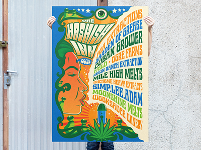 The Hashish Inn Podcast Poster art branding cannabis color design hemp illustration lettering maconha marijuana podcast psychedelic retro the hashish inn trippy type vector vintage work