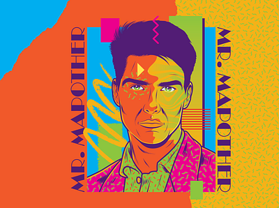 Mr. Mapother art design eighties human illustration memphis pop art portrait psychedelic retro tacky tom cruise vector vintage