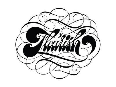 Flourished Flourish art contrast design flourish illustration lettering ornamental script spencerian type typography vector