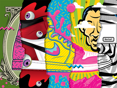 Sneaker Pop Art art collage design illustration psychedelic retro surrealism vector vintage