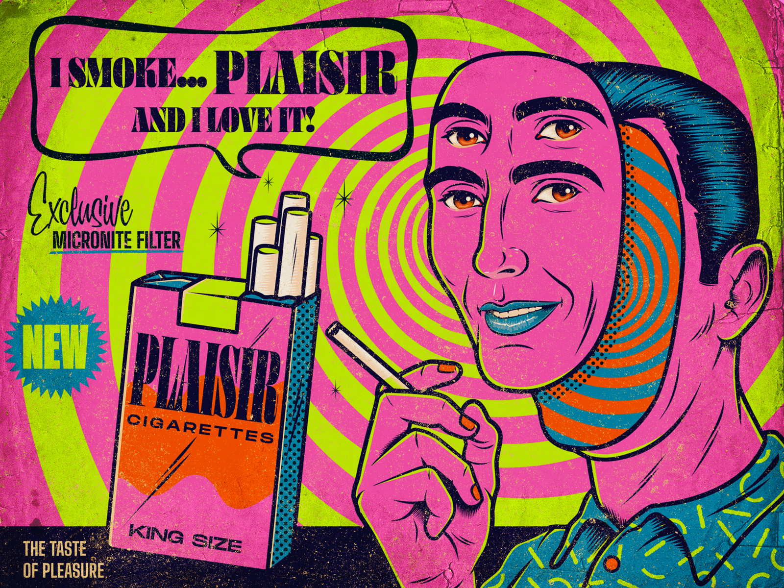 Plaisir Ad ad advertising art bizarre cigarette color design illustration psychedelic retro surrealism tobacco industry vector vintage weird