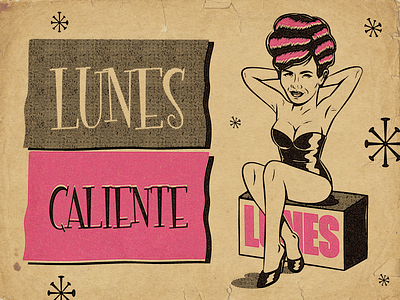 Lunes Caliente art design illustration pinup retro sexy sexy girl vector vintage
