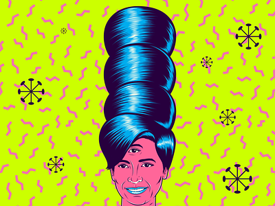Bad Hair Day art bad hair day colorful design fifties hair hairspray illustration kitsch midcenturymodern pop pop surrealism popart psychedelic retro surrealism tacky vector vintage woman