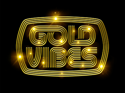 GOLD VIBES 70s art design gold illustration lettering retro seventies shine type typography vector vintage