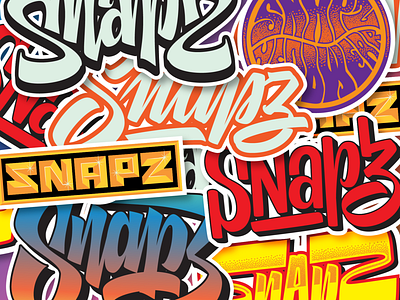 Snapz Stickerz art branding cap design hat illustration lettering logo logotype psychedelic retro snapback sticker type typography vector vintage