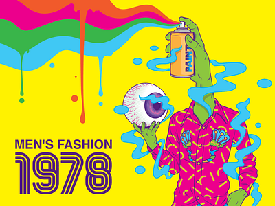 Men's fashion 1978 art color design fashion illustration man psychedelic retro seventies surrealism swag vector vintage