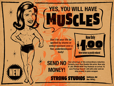 Muscle Vintage Advertising ad advertising art design illustration retro surrealism typography vector vintage