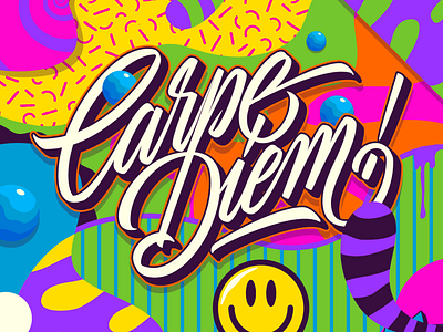Carpe Diem! art carpe diem color design illustration lettering psychedelic retro type typography vector vintage