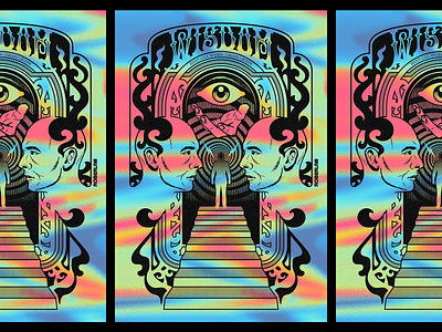 Wisdom art design digitalart fantasy human illustration lettering mind psychedelic psychonaut retro surrealism type typography vector vintage wisdom