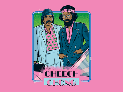 Cheech & Chong X Miami Vice cheech and chong eighties fun funny illustration kitsch miami vice retro tacky vector vintage