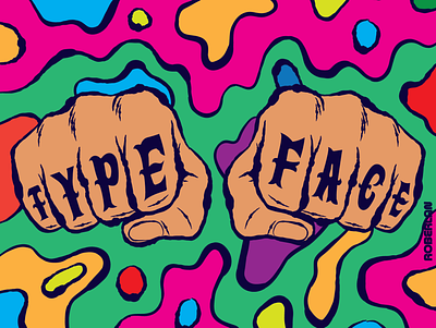 Type (in yo) Face art color design illustration psychedelic retro surrealism trippy type vector vintage