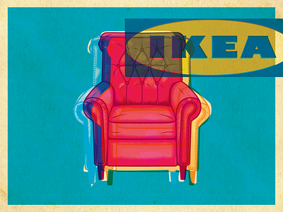 Chair art color design furniture illustration interior design popart psychedelic retro surrealism vector vintage
