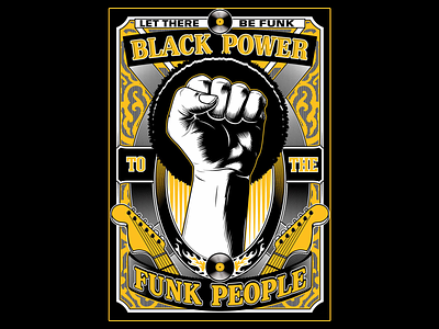 Black Power poster art black power concert poster design funk gig poster guitar illustration music retro rock and roll vector vintage
