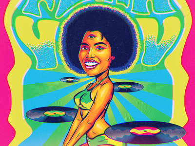 FUNK YOU - FUNKSYCHEDELIC african afro black design fro funk funky groove groovy illustration lettering poster retro typography vector vintage vinyl disc women