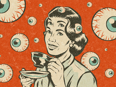 Everytime Is Coffee Time! coffee design illustration psychedelic psychonaut reality retro surrealism tea vector vintage woman