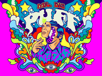 Mr. Big Puff cannabis color colorful design illustration lettering psychedelic retro surrealism trippy vector vintage