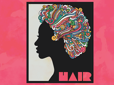Hair Poster design hair illustration poster psychedelic retro vector vintage