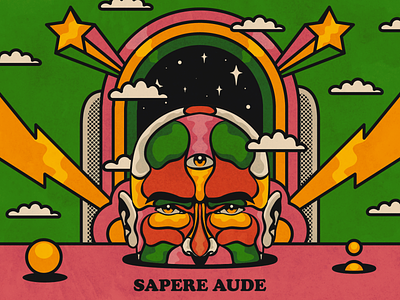 Sapere Aude design illustration latin mind psychedelic quote retro surrealism vector vintage wisdom