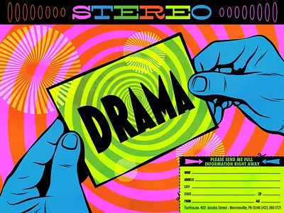 Stereo Drama collage design illustration kitsch lettering pop art retro typography vector vintage