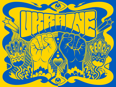 Peace for Ukraine design illustration lettering peace psychedelic retro russia stop war typography ukraine vector vintage war