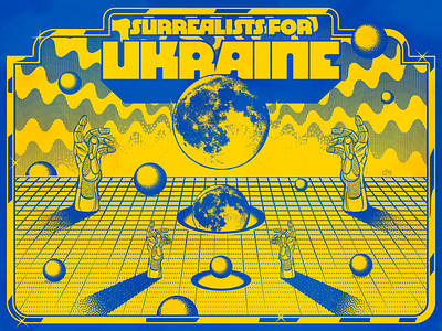 Surrealists for Ukraine design dystopia illustration propaganda retro science fiction stop war ukraine vector vintage