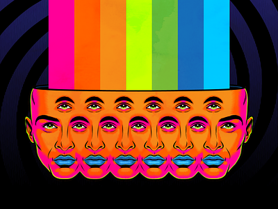 Multi Man art color colorful art design figurative art illustration psychedelic surrealism vector