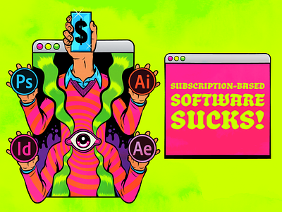 Subscription-based software sucks design illustration vector