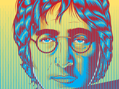 Lennon portrait psychedelic vector