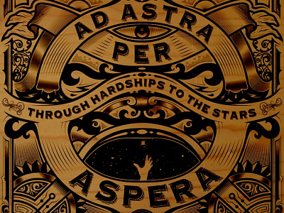 Ad Astra Per Aspera ornaments retro typography vector vintage