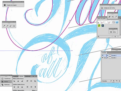 J lettering letterpress process typography vector wip