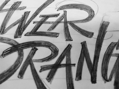 Orange freehand lettering sketch type typography