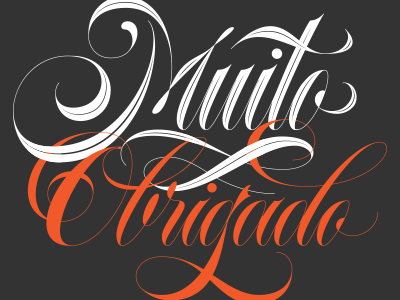 Muito Obrigado lettering script spencerian thank you thanks type typography