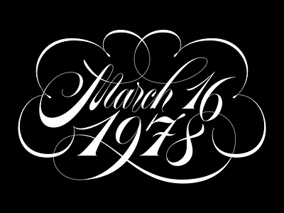 March 16 1978 flourish lettering script spencerian swirl type typography vector