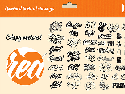 Assorted Vector Letterings Vector set branding lettering logotype resource type typography vector