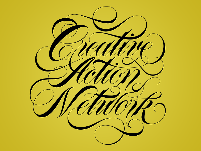 Creative Action Network script typography spencerian lettering