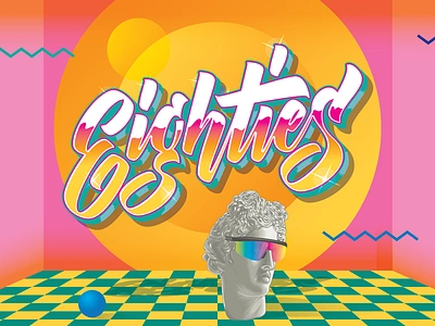 Eighties casual eighties kitsch lettering retro tacky typography vintage